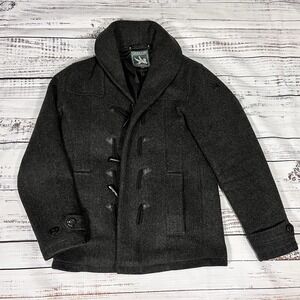 Spiewak Gray Tweed Duffle Coat Wool Blend Zip Toggle Jacket Size Men's Small